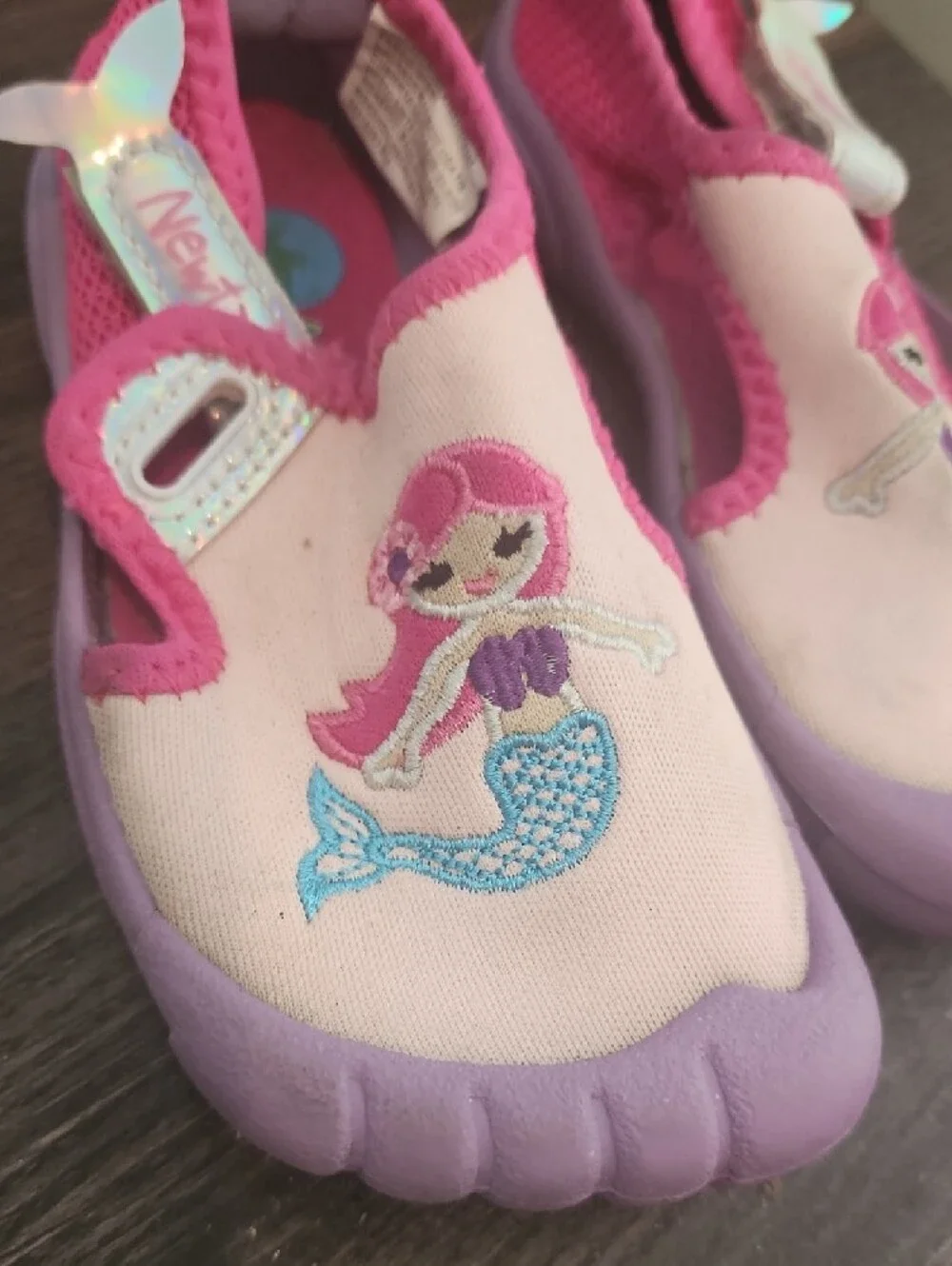 Girls' Pink & Purple Mermaid Water Shoes - Slip-On Swim Shoes